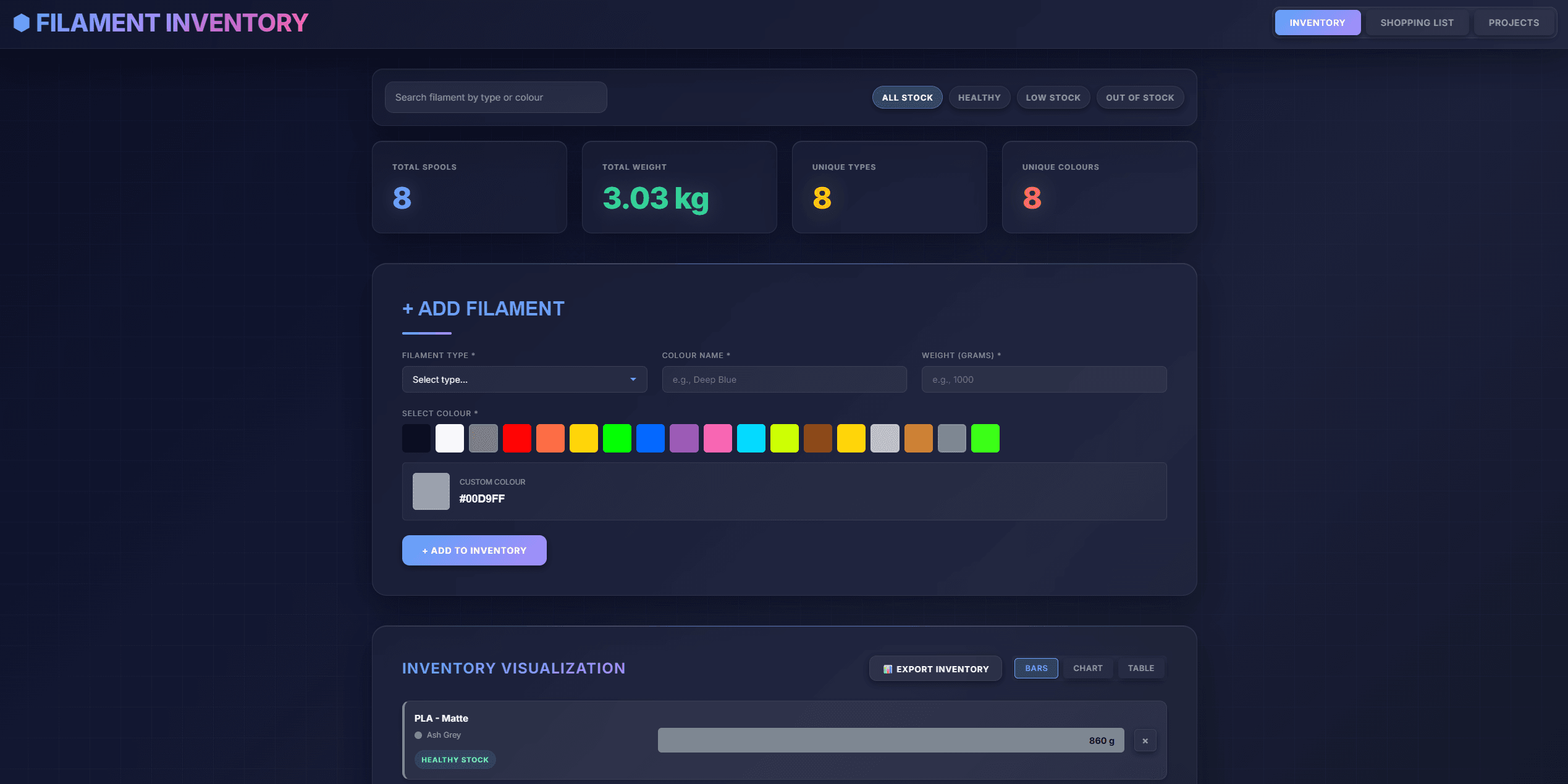 Filament Inventory App